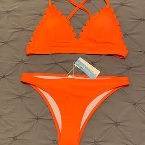 COPY - Neon Orange Scalloped Bikini